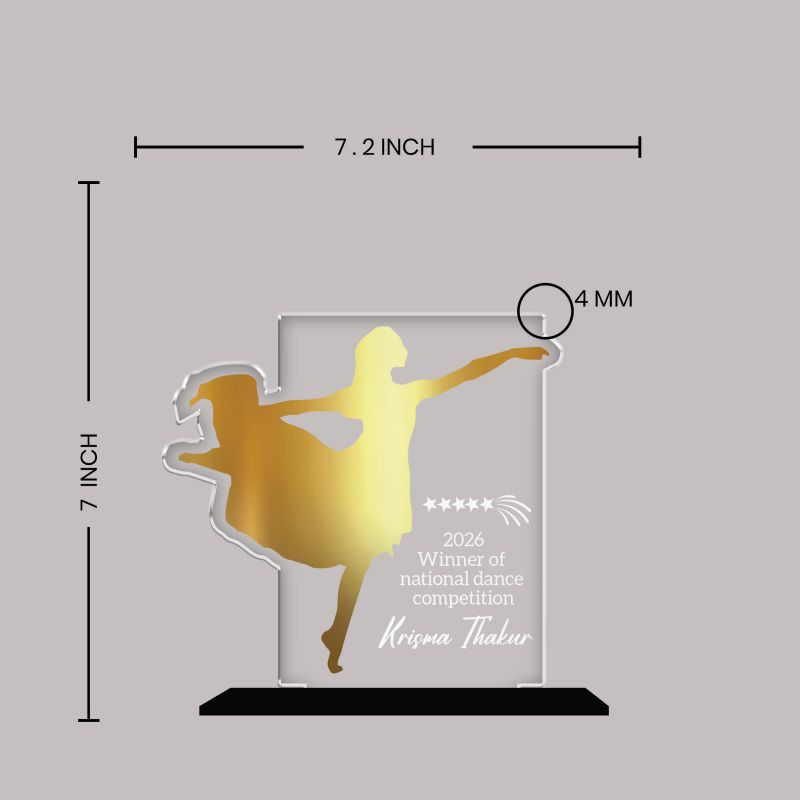 Winner Of Dance Competition Personalized Best Dancer Award  Dance Achievement Recognition Gift for Dancers, Students & Teacher  UV Printed Acrylic Award Trophy